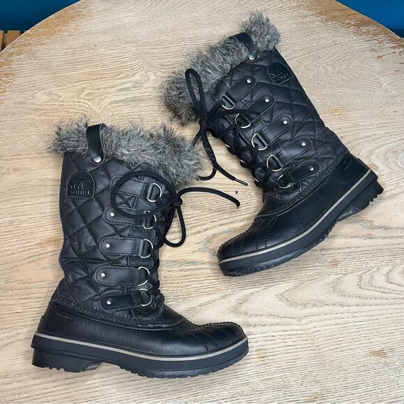 Sorel Tofino II Black Waterproof Quilted Round Toe Lace Up Snow Boots Size 6.5 - Picture 8 of 11